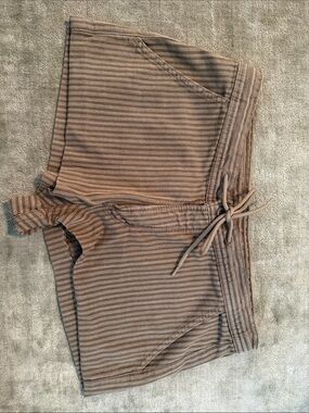 Striped Tan Drawstring Shorts